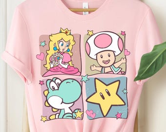 Retro Princess Peach T-Shirt, Super Mario Characters Shirt, Super Mario And Friends Shirt,Mario & Friends Party Shirt,Super Mario Kart Tee