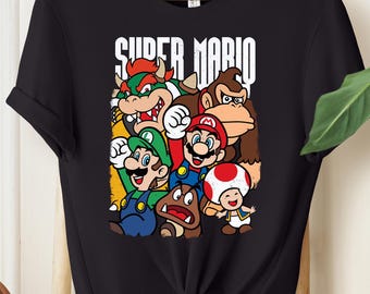 Retro Super Mario Bros T-Shirt, Super Mario Characters Shirt, Super Mario And Friends Shirt,Mario & Friends Party Shirt,Super Mario Kart Tee