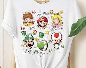 Retro Super Mario Bros T-Shirt, Super Mario Characters Shirt, Super Mario And Friends Shirt,Mario & Friends Party Shirt,Super Mario Kart Tee