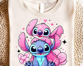Disney Angel And Stitch Couple T-Shirt,Disney Lilo And Stitch T-shirt,Stitch Disneyworld Sweatshirt,Magic Kingdom Tee,Disney Vacation Shirts