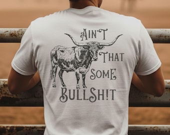 Diseño gráfico de toro Longhorn, humor sarcástico de vaquera y vaquera, diseño de vida en el rancho, archivo de sublimación. Camiseta western divertida en formato PNG. (Archivo descargable)