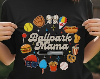 Camiseta Ballpark Mama / Camiseta retro de snacks e íconos del béisbol