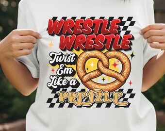 Camiseta Wrestle Wrestle Pretzel Twist / Divertido gráfico de snack de lucha libre