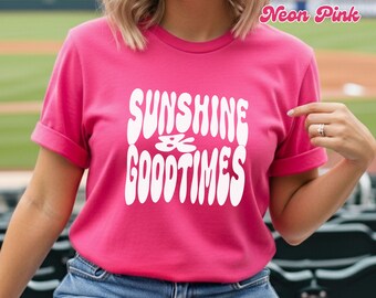 Camiseta Sunshine & Goodtimes / Gráfico con texto retro de los años 70