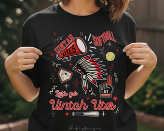 Camiseta gráfica de softbol Uintah Utes Vibes / Nombre y número personalizados en la espalda