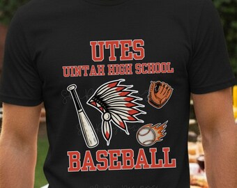 Camiseta de béisbol de la escuela secundaria Utes Uintah / Nombre y número personalizados