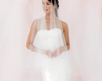 April Illusion Circle Blusher Veil; Long, Ultra Sheer Bridal Blusher Veil; Elegant, Modern, Minimalistic Wedding Veil; Soft Illusion Tulle