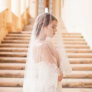 Roseline French Lace Veil in Ivory or Off-white image 2