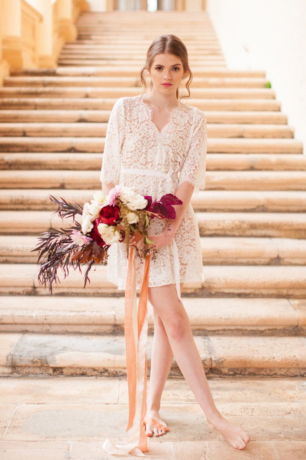 Elizabeth Lace Bridal Robe in Ivory; Soft, Luxurious Cotton Lace…
