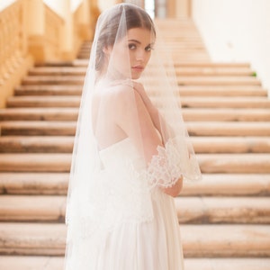 Roseline French Lace Veil in Ivory or Off-white image 4