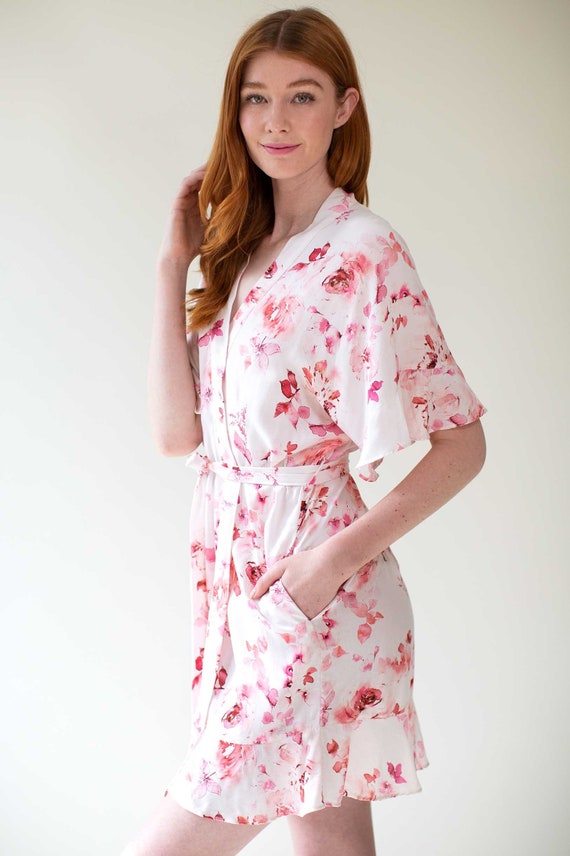 pink floral dressing gown Covent Garden Floral Print Long | Women's Dressing Gowns