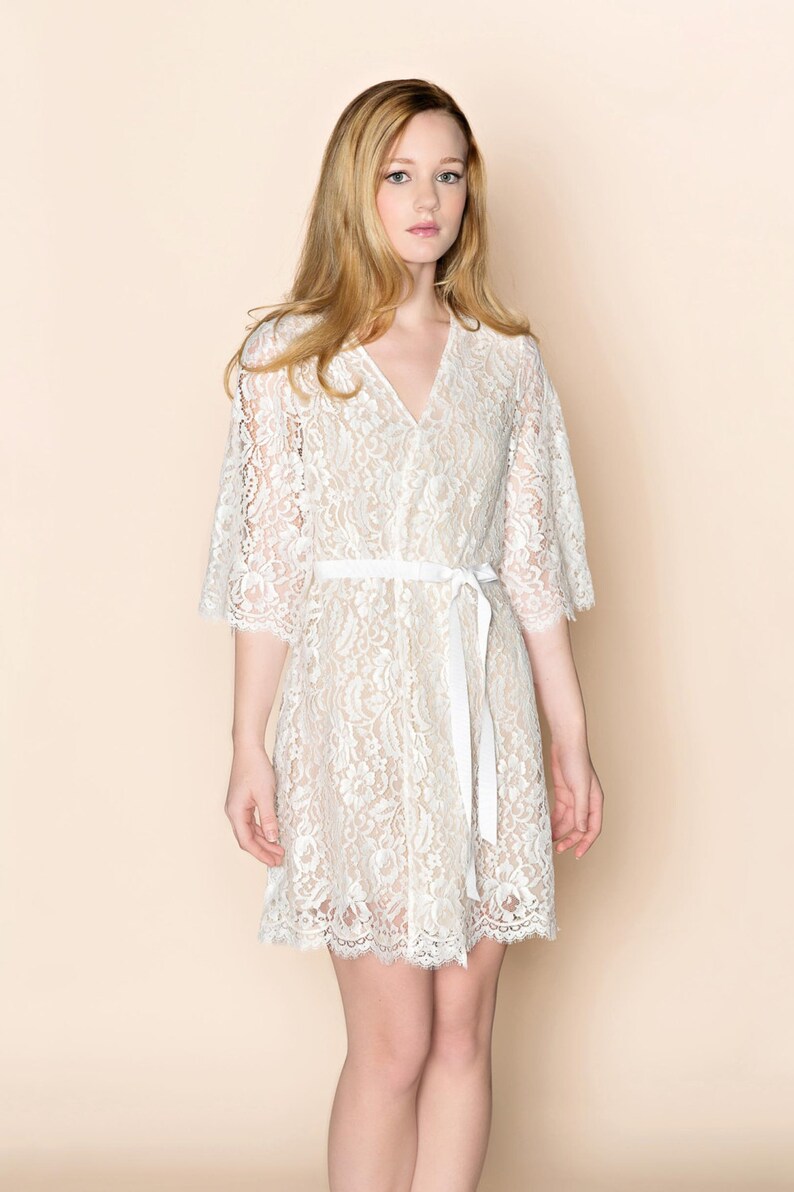 Kate French Lace & Silk Lined Wedding Bridal Robe Wrap Etsy