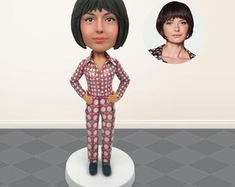 Custom Bobblehead from Photo, Personalized Female Figurine, Custom Polymer Clay Statue, Unique Birthday Gift for Her, Woman Doll
