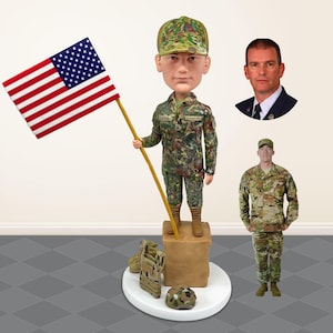Customized Air Force Bobblehead Doll, Custom Soldier Bobblehead Made from Photos, Unique Military Retirement Gift, Veteran Appreciation Gift