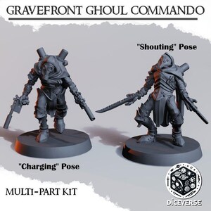 gravefront Ghoul Kommando Miniatur: Trench Crusader Proxy Grimdark Wargaming Kunstharz Gedruckt (32 mm Maßstab)
