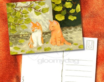 garden cats printable postcard | downloadable postcard | snail mail to print