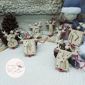 Ornement de Noël personnalisé- Le Renne de mon prénom