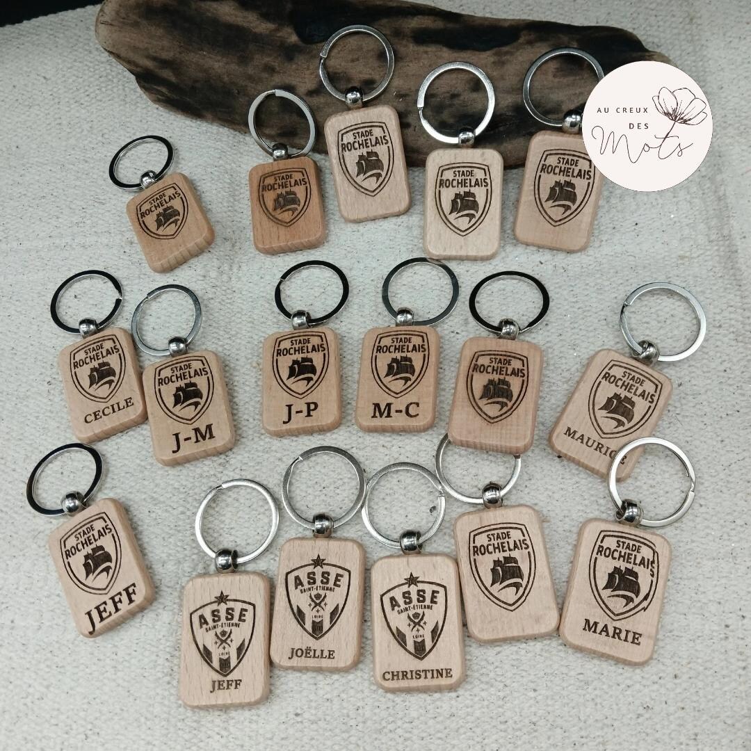 Personalized Wooden Sports Keychain – Engraved With Name and Club Logo ...