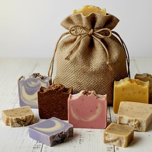 Mystery Organic Soap Bag – 2 Full-Size Bars + 3 Surprise Samples | Natural Artisan Soaps