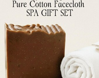 Handmade Vegan Organic Coffee Soap Gift Set | Cotton Washcloth