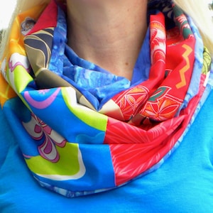 Hawaiian Fabric Patchwork Infinity Scarf - Multi-color