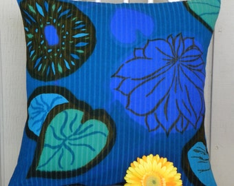 Pillow Cover - Vintage Blue and Green Watercolor Lily Pads - 18 x 18