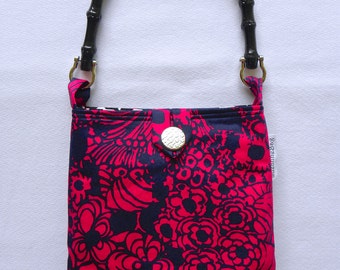 Evening Out Bag - Vintage Navy Blue and Deep Fuchsia Floral