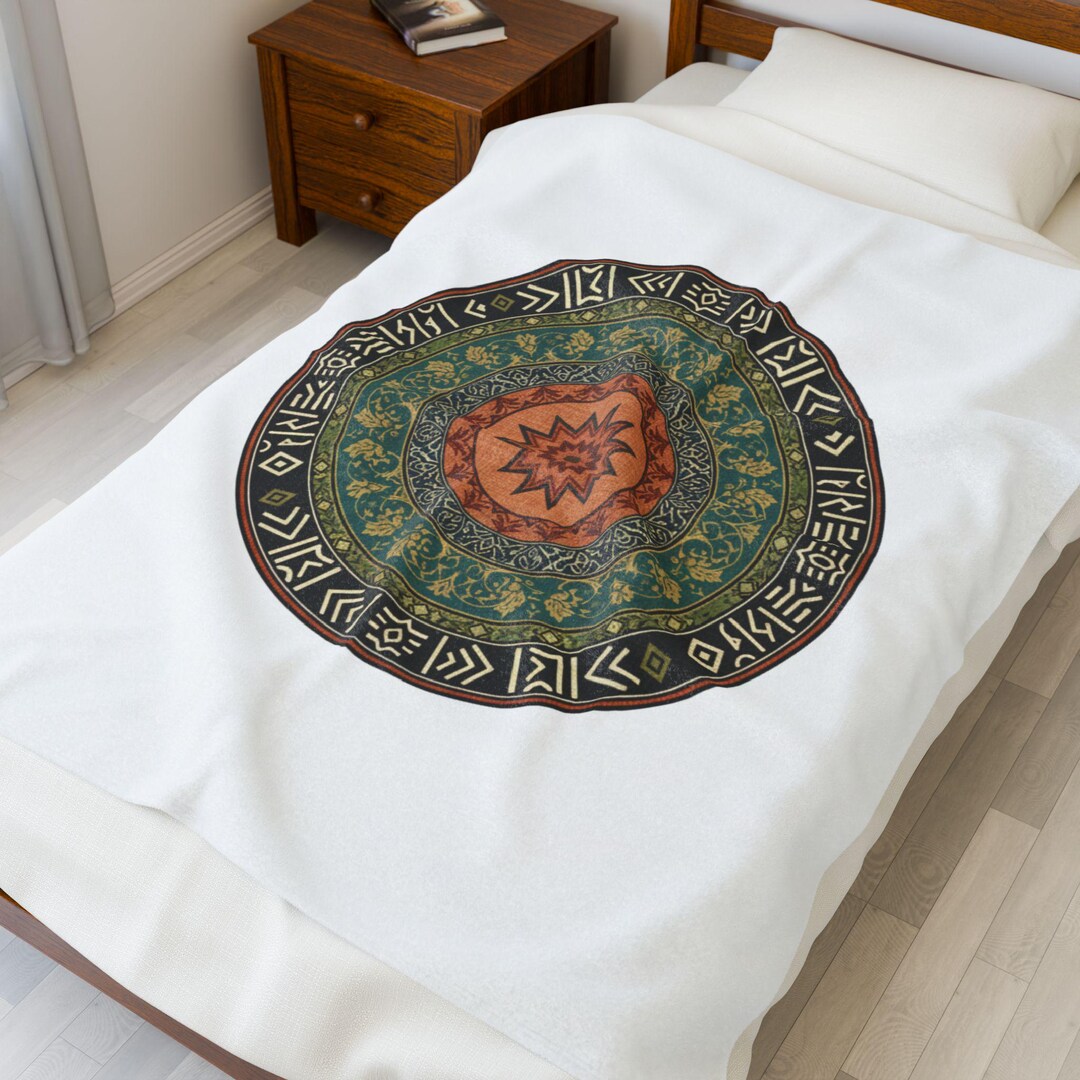 Boho Mandala Velveteen Plush Blanket Floral Geometric Circle Etsy
