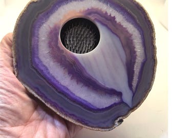 Base pour vase pour porte-épingles grenouille, fleur d'agate violette, 5 po.
