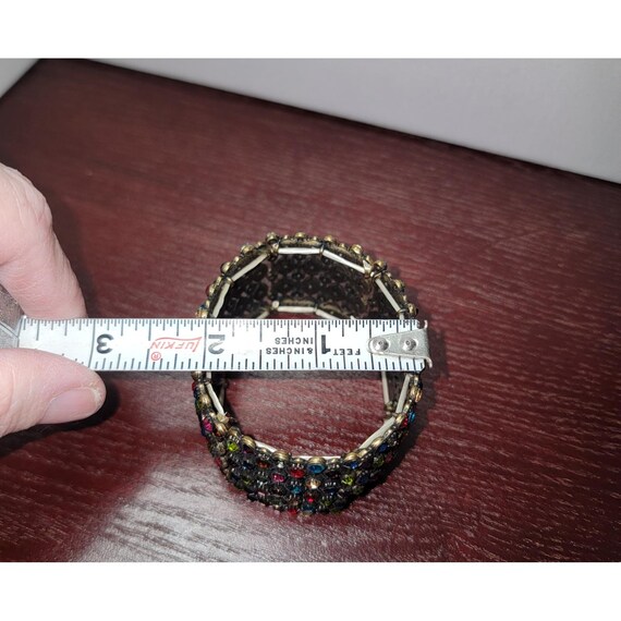 Multi Color Rhinestone Stretch Bangle Bracelet Wo… - image 6