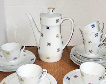 1960s Seltmann Weiden Bavaria MCM Atomic Flower Porzellan Kaffee Set 19tlg