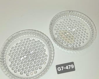 VTG Lead Crystal Pillar Candle Holder Plates  made in the USA lot of 2 (G7-479)