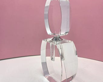 Flacon de parfum Art déco vintage en cristal avec bouchon Dauber en verre transparent