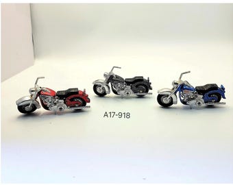 VTG 1980 Matchbox Harley-Davidson Diecast Motorcycle Lot of 3 Red Blue Black
