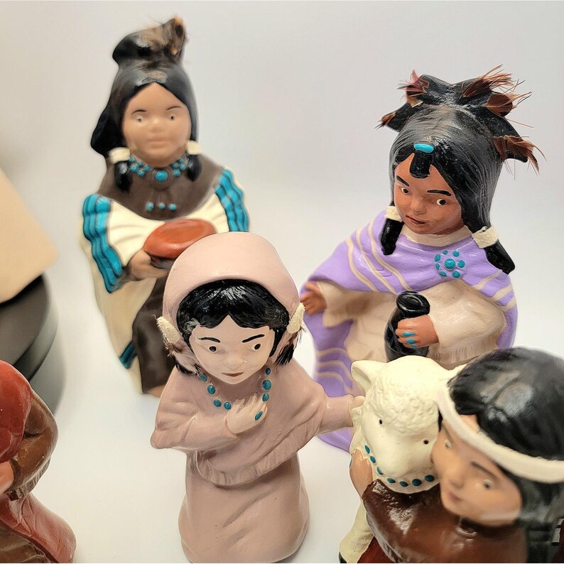 VTG Native American Nativity Set Ceramic Figures 11pc Southwest ...
