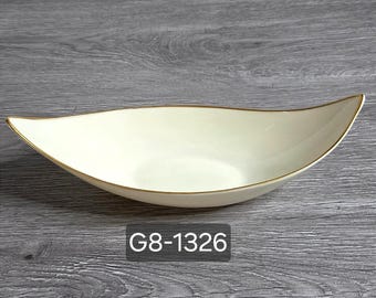 Lenox Ivory Fine China Boat Shaped Gold Trimmed Nut Bowl Made in USA 9 Inch