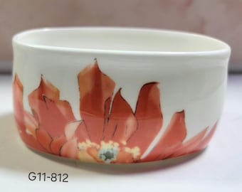 Plato ovalado para joyas Planet Porcelain Vintage 1998, diseño floral naranja, blanco, 10 cm (4 pulgadas)