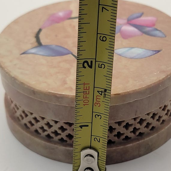 Gaurara Stone Handicraft India Trinket Box Floral Shell Inlay Jali Carved G9-644 View 5