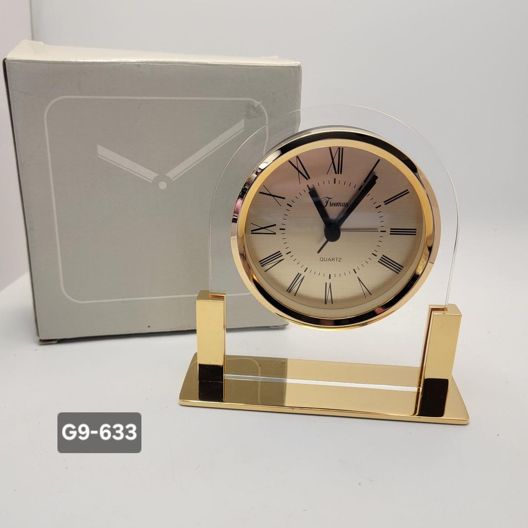 VTG 90s Freeman Glass Quartz Desk Clock/tabletop NIB G9-633 - Etsy