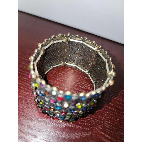 Multi Color Rhinestone Stretch Bangle Bracelet Wo… - image 5
