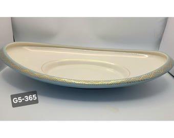 VTG 60's Lenox boat shape console  bowl Aqua Blue underside/Gold Trim A5-365