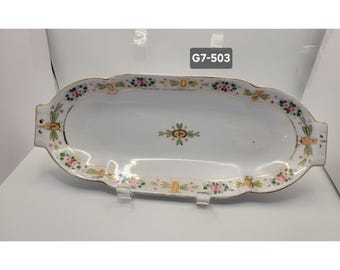 Plat nippon vintage 1910 céleri/légumes peint à la main (G7-503)