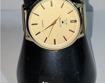 VTG années 2000 Bellos montre à quartz dorée avec bracelet en maille pour femme, nouvelle batterie J516