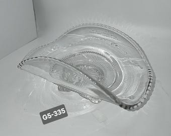 Clear Glass Fan Shaped Serving Dish with Scalloped Edge G5-335