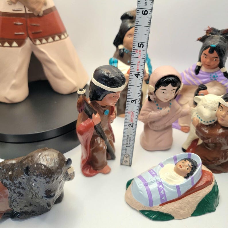 VTG Native American Nativity Set Ceramic Figures 11pc Southwest ...