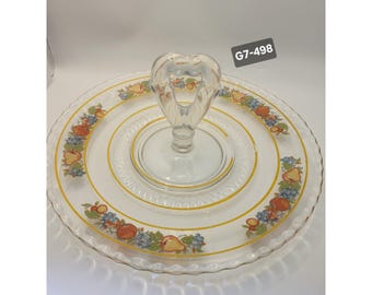 VTG Federal Glass Pioneer plateau de service en verre transparent des années 1960- (G7-497)