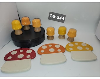 VTG Ceramic Mushroom Decor Set Woodland Whimsical Accents lotG6-344