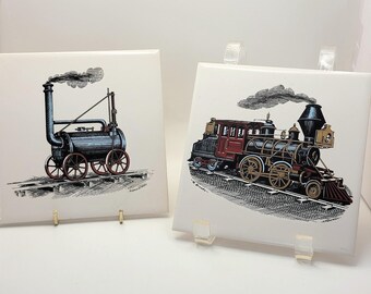 Screencraft Vintage Dampflokomotive Keramikfliesen 2er Set 15x15 cm