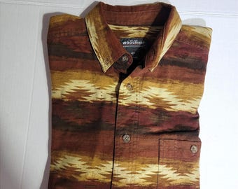 VTG Woolrich Mens Large Southwestern Flannel Button Down Shirt