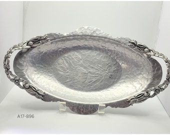 VTG des années 1940 Rodney Kent en aluminium forgé à la main plateau ovale plat martelé tulipe
